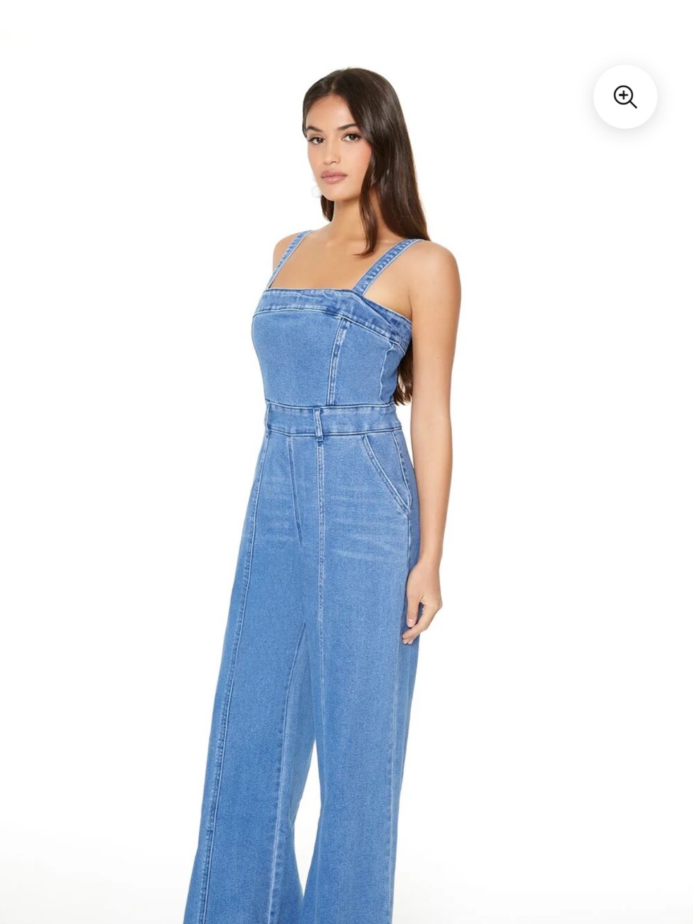 Forever 21 Light Blue Denim Wide-Leg Overalls